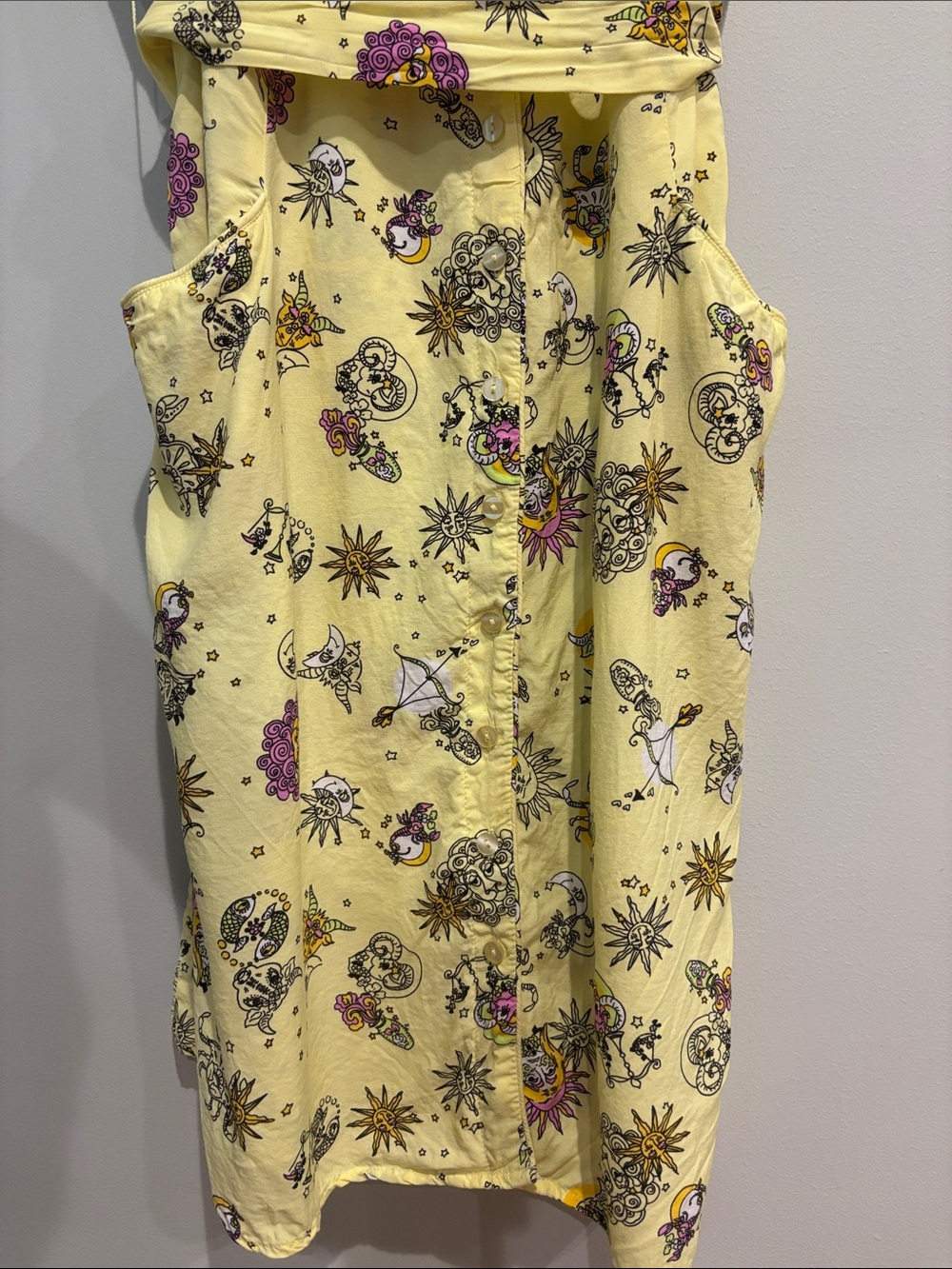 ModCloth Yellow Celestial Astrology Shirt Dress Zodiac Sun Moon Whimsigoth Sz M - Picture 12 of 16